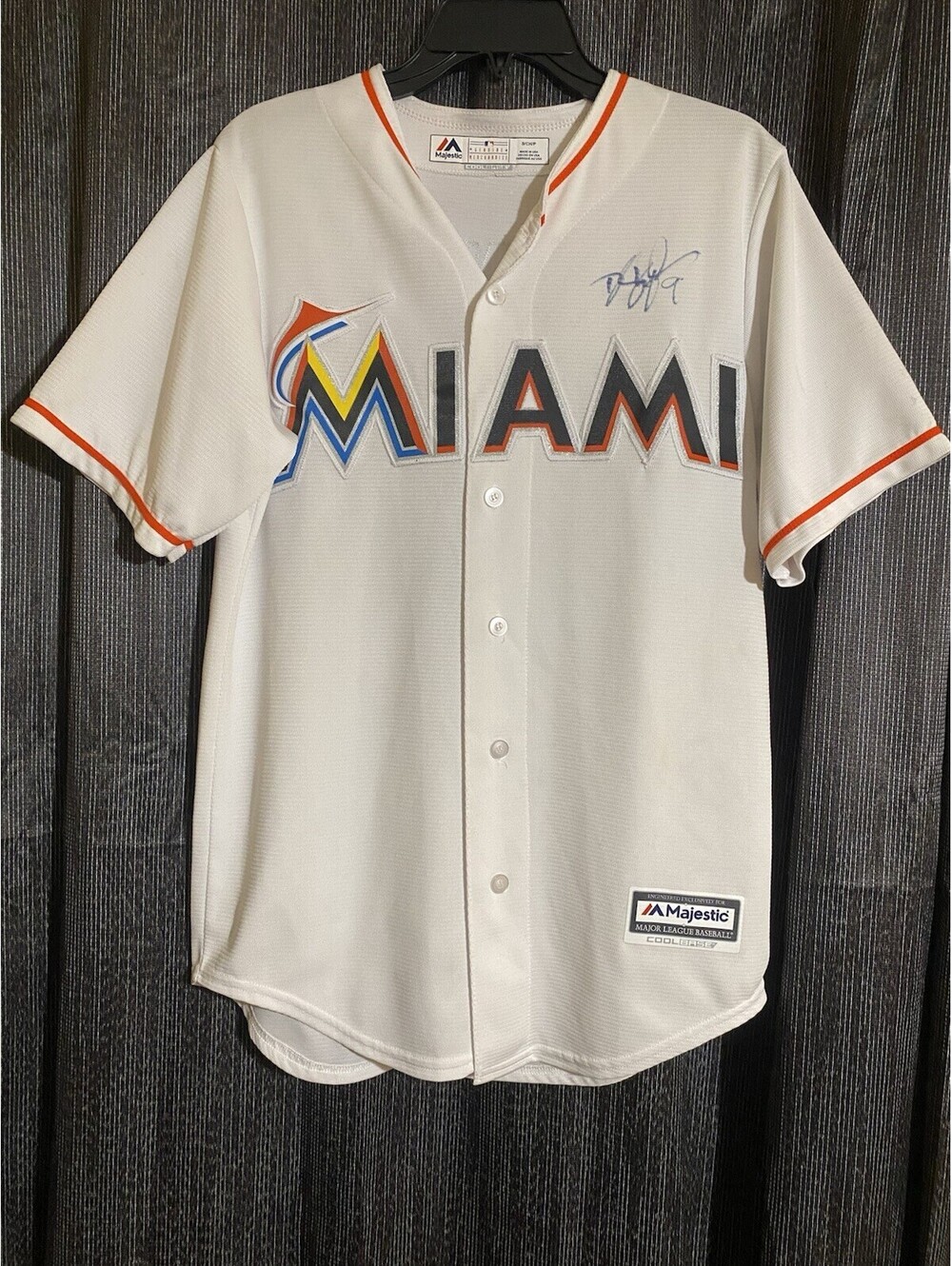 Majestic Small Miami Marlins Giancarlo Stanton Jersey w/ Dee Strange-Gordon Auto